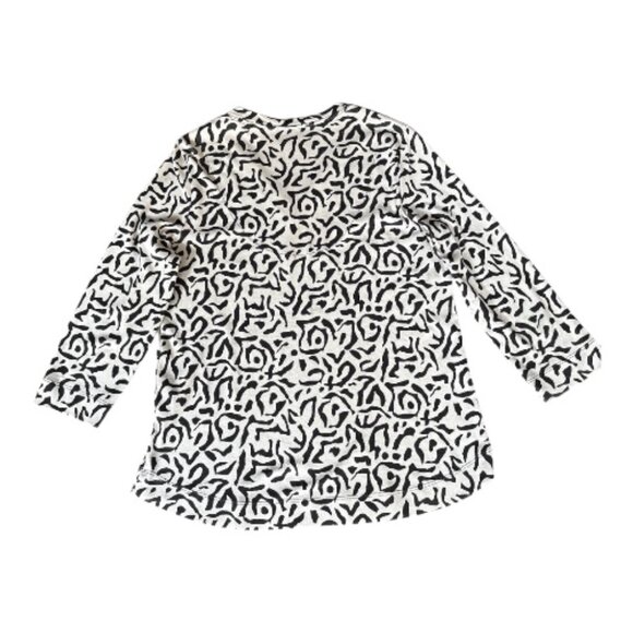 CHICO'S ULTIMATE TEE V-NECK 3/4 LENGTH SLEEVES BLACK AND CREAM SIZE 1 NWOT - Picture 4 of 8